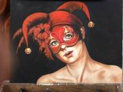 Antifaz en rojo. Rebeca Leynez