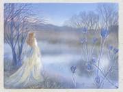 The Lady of the Lake in a Misty Winter Dawn - (Fairytale Book). 