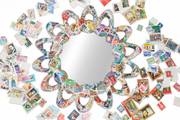 «Petal, World Stamps» Wall Mirror. Mirrors Decorated