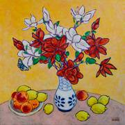 Still life with red and white magnolias. Barake Sculptor