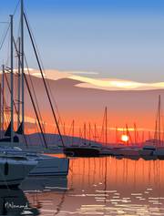 2024-09-06 Saint-Raphaël - Port de Santa Lucia - Coucher de soleil. 