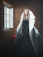 Contemporary portrait «Flow of Time in the Window». 