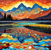 Sunset reflects on lake 3. George Hutton Hunter